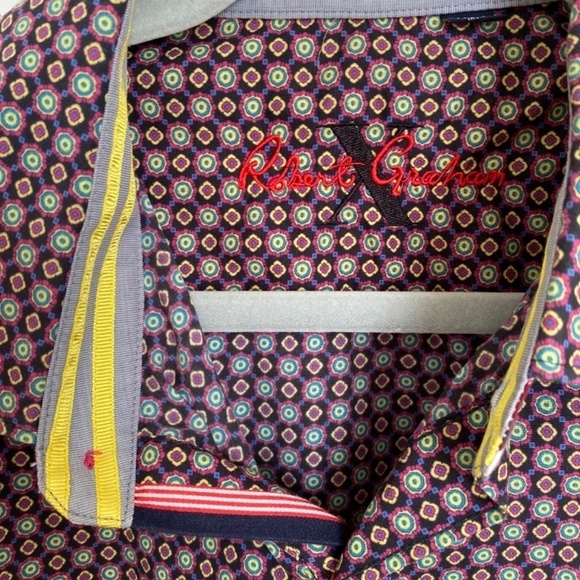 ROBERT Graham Luxury Dress Shirt Pink/Blues/Yellow Pattern Size XL - Picture 9 of 14